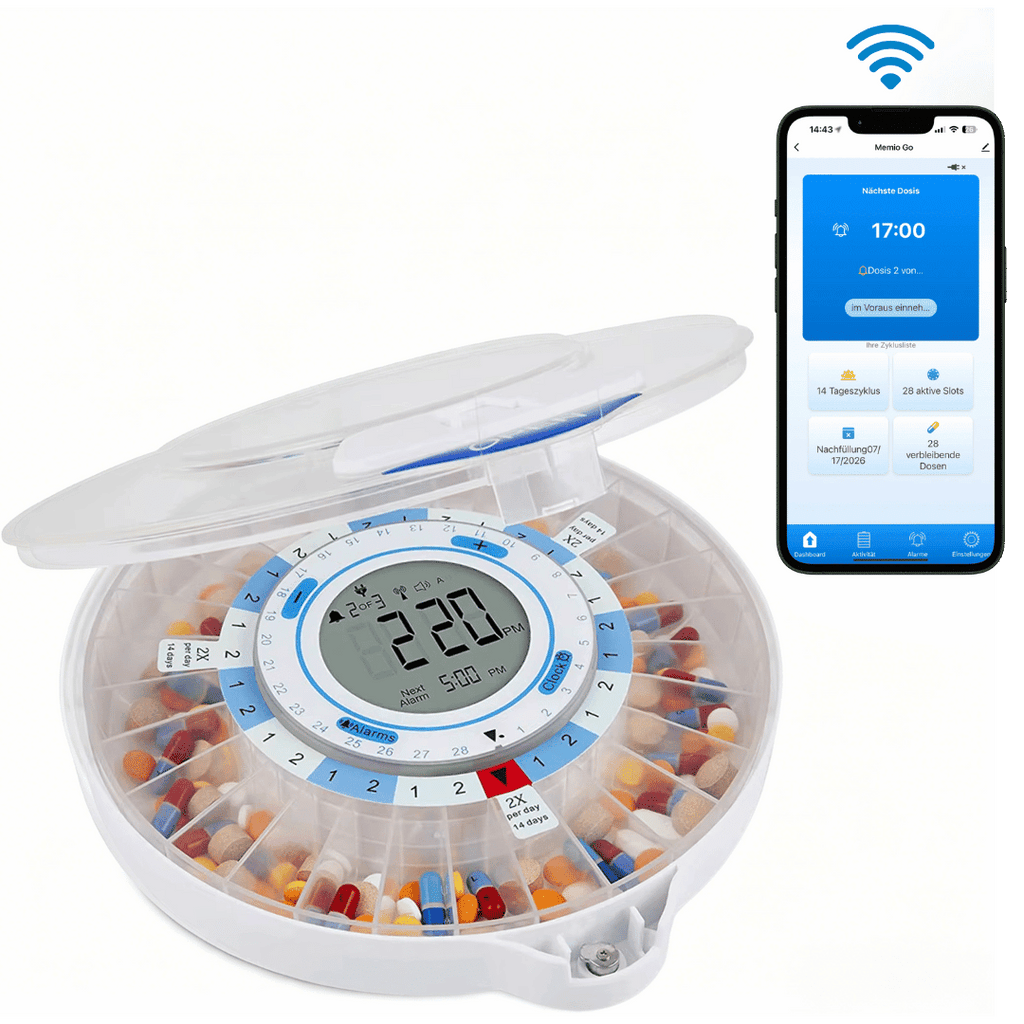 Memio Go - Smarter Medikamentenspender mit App & Erinnerungsfunktion - Memio Care